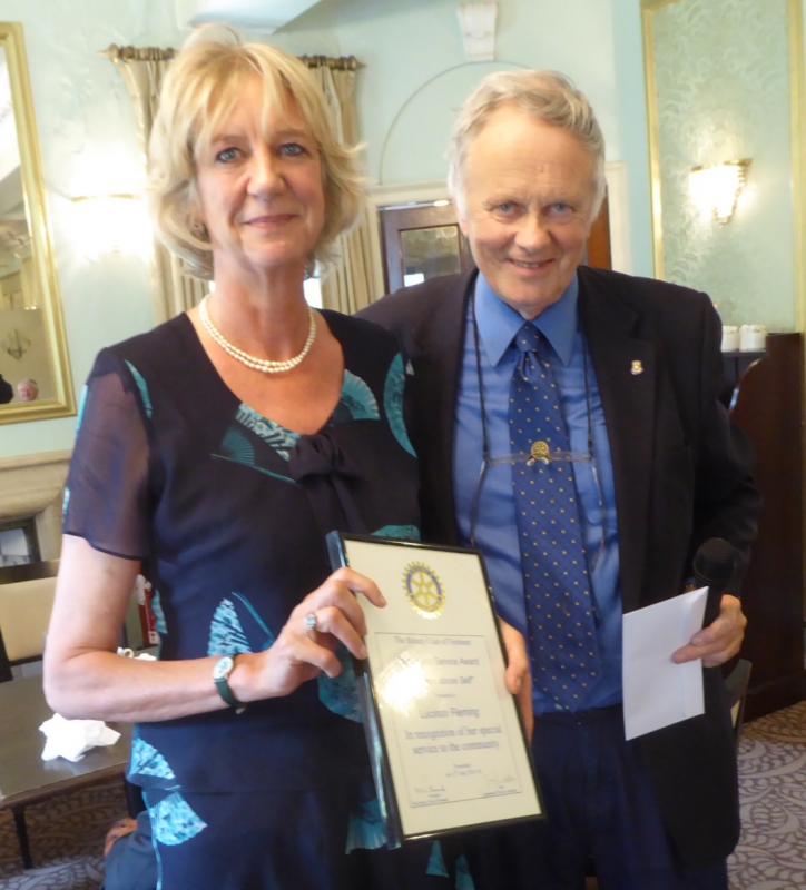 Ms Lucinda Fleming was presented with a community service award for her work with local charities and service as a councillor. 