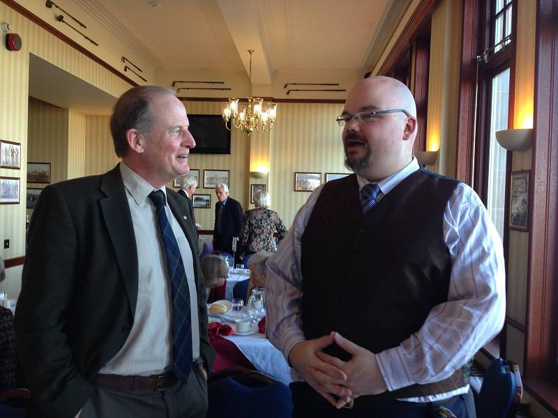 Richard McKenzie, our speaker, talking to Frank Quinalt.