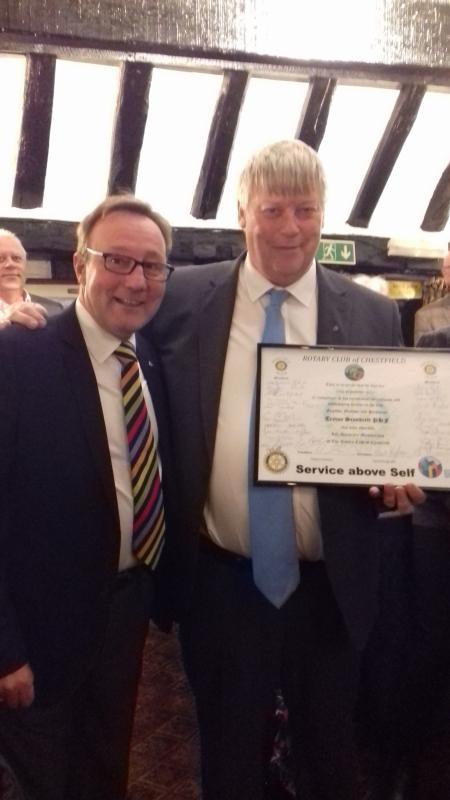Trevor Scandrett made Life Honorary Member of Rotary Club of Chestfield - 