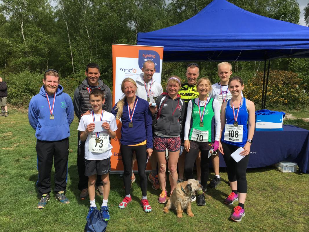 The winners of this year's Leatherhead Rotary Bluebell 10k run on Headley Heath.