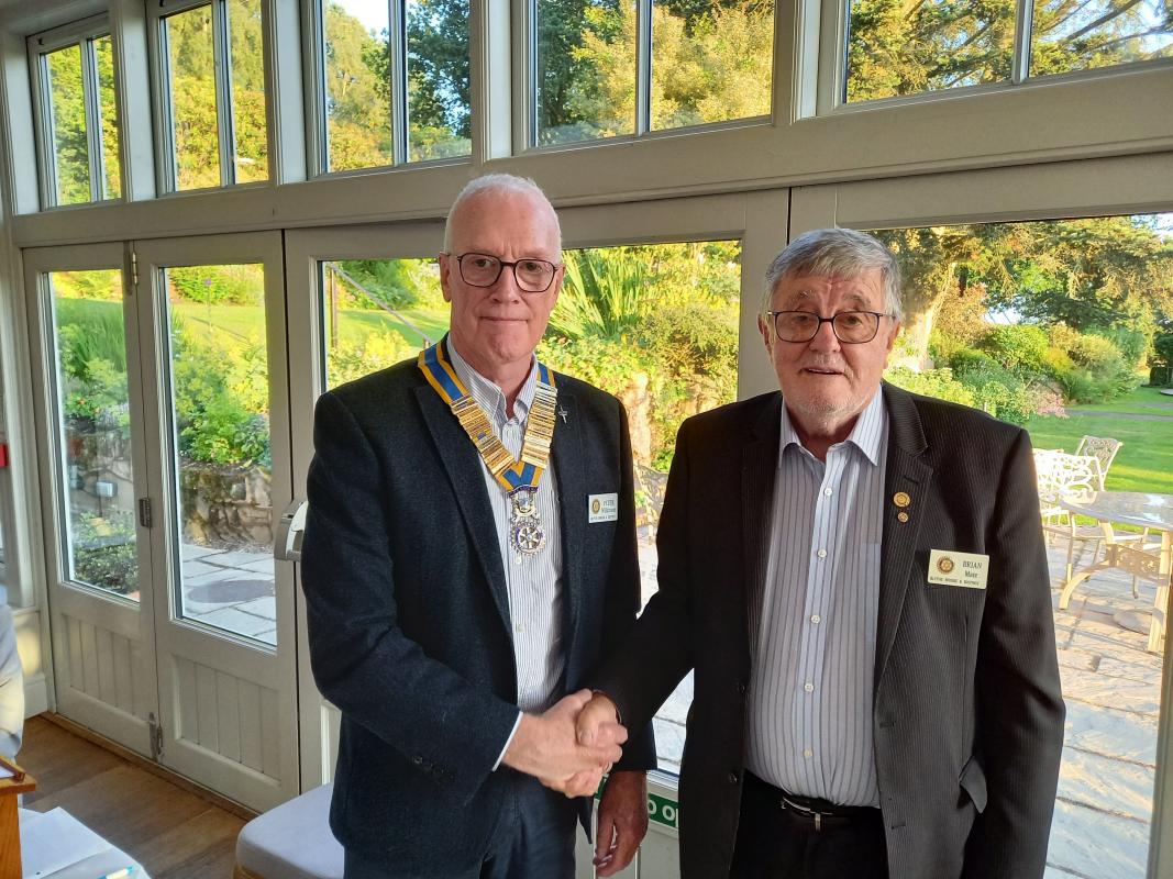 2023 - End of One & The Start of a New Rotary Year  - President Brian handing over to incoming President Peter.