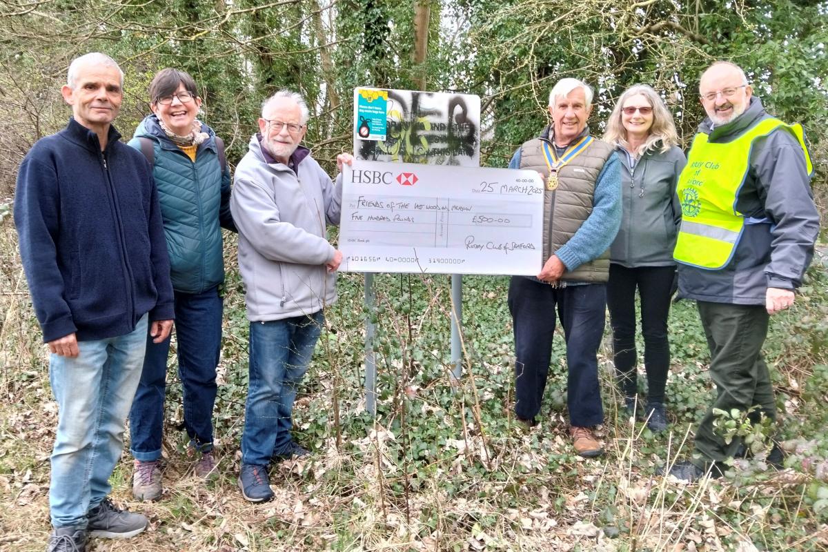 Local Ecologist Jon Curson, Lewes District Councillor (Seaford East) Becky Francomb, Mike Kerry, Friends of the Last Wood and Meadow, Clive Livingstone, Tina Harris-Ross, Friends of the Last Wood and Meadow and Rodney Reed, Seaford Rotary