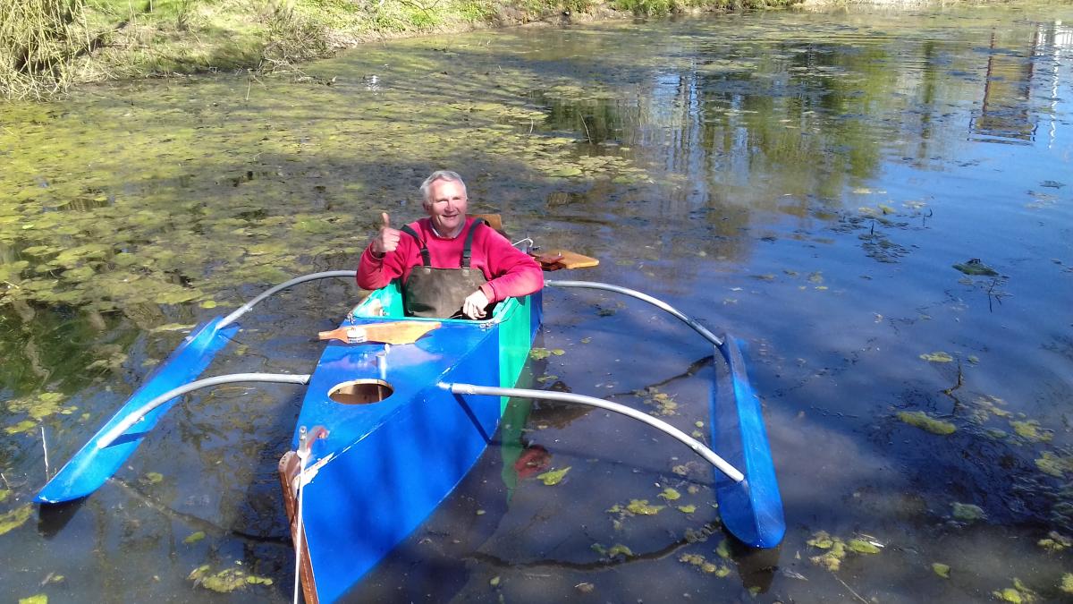 Shelterboat undergoing sea trials on a local duck pond