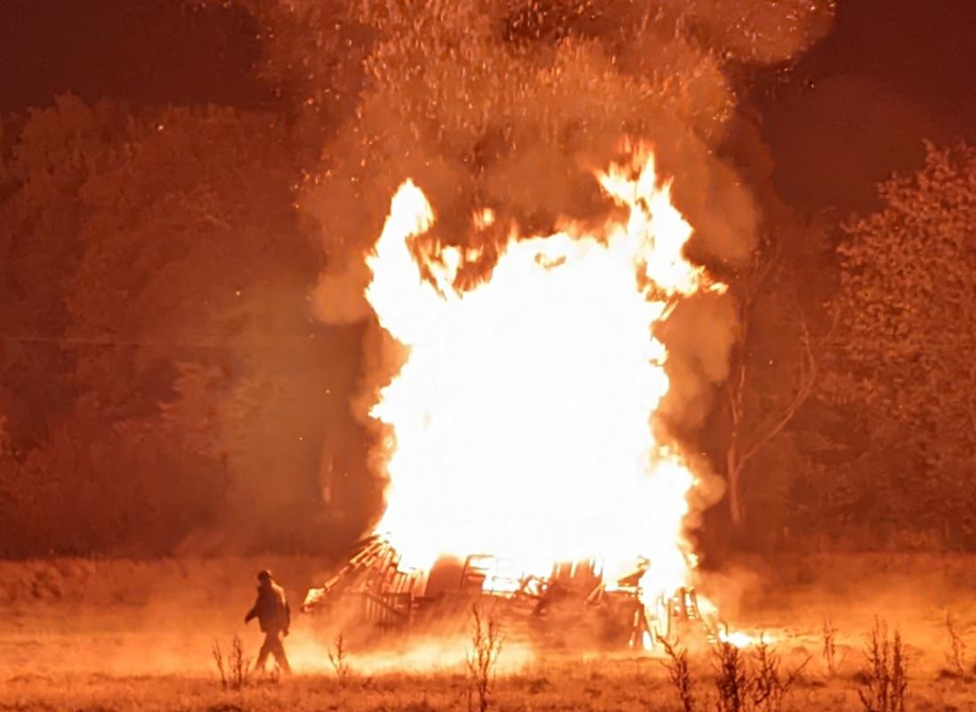 Bonfire built by Borderland Rotary