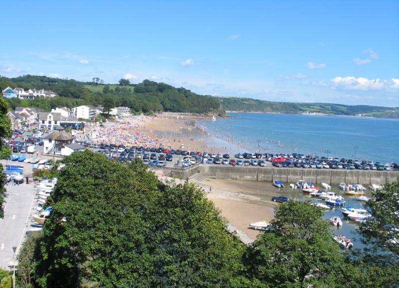 View of harbour and main beach from St. Brides Spa Hotel