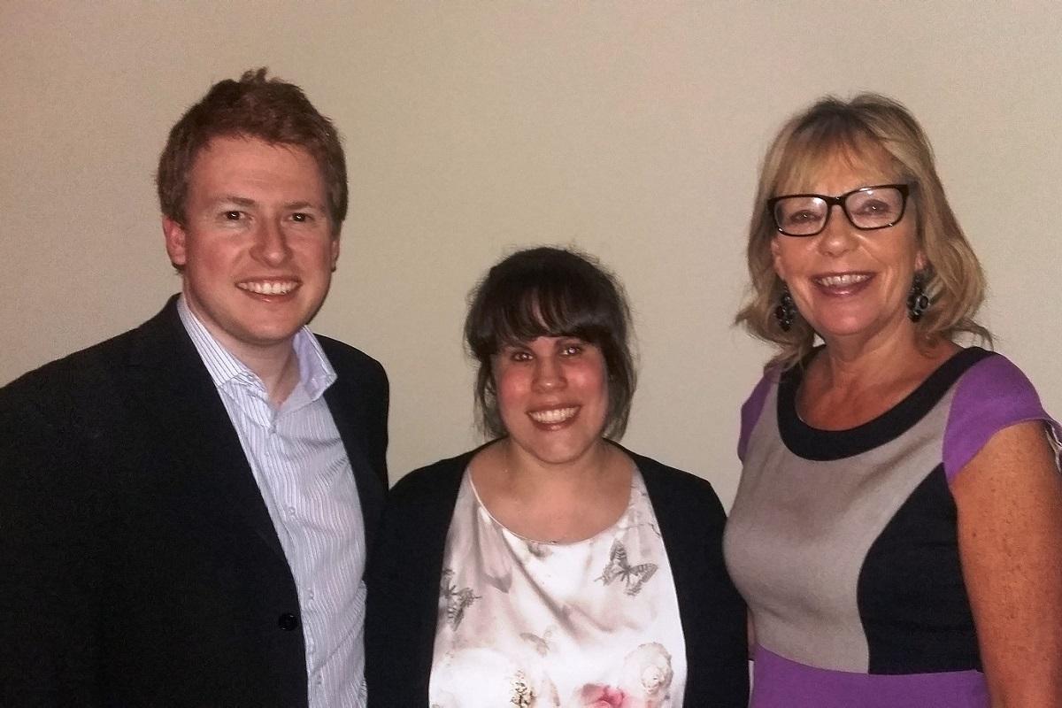 Aimee Belmore(Centre) with Husband Alan and Saddleworth Rotary Vice President Barbara Howse.