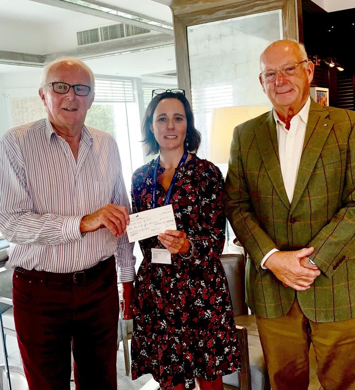 Presentation of cheque to Claire Frost of the Alzheimer's Society.