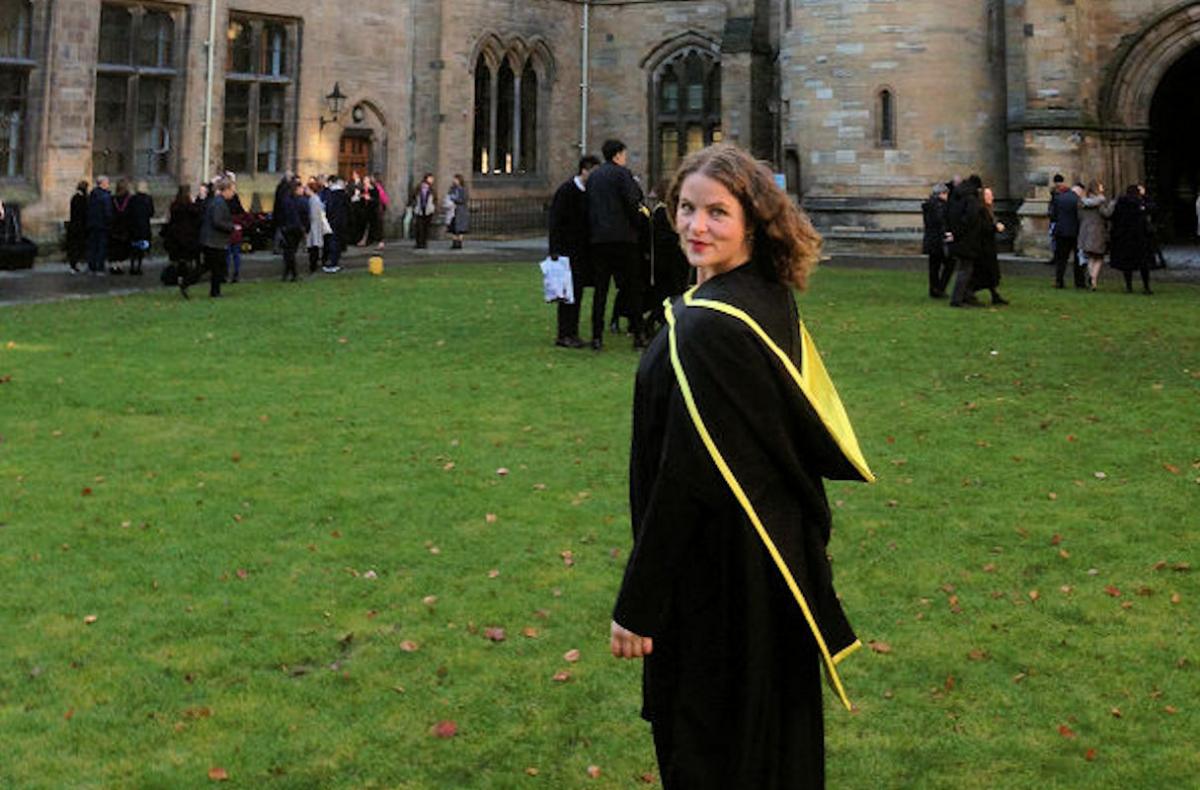 Anya Eber, one of our post-graduate scholars, at Glasgow University