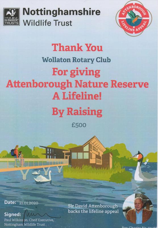 Attenborough Nature Reserve Certificate - 