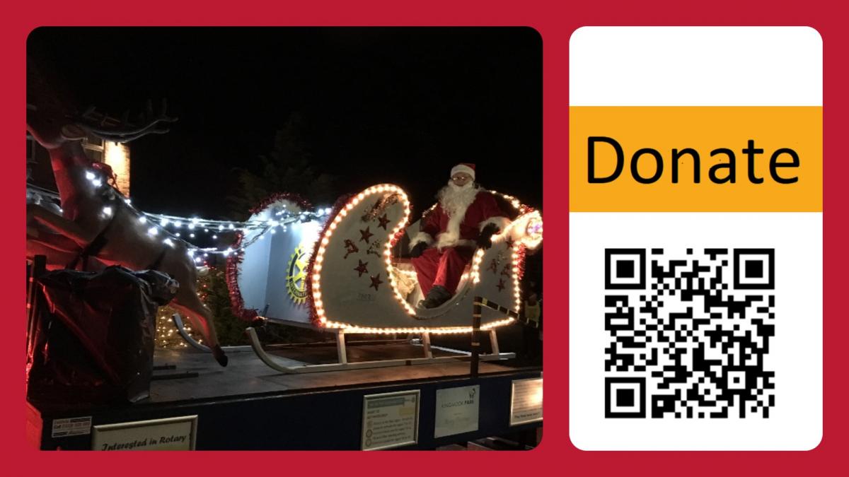 Santa Sleigh and QR code for donating