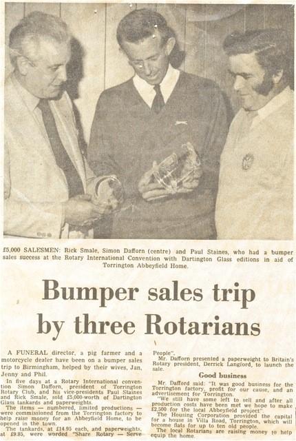 Rick Smale, Simon Dafforn and Paul Staines admire the Paperweights and Tankards they are selling in Birmingham