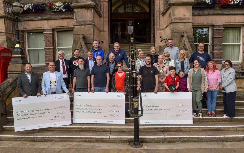 representatives from a number of organisations, including  Rotary St Helens, the funding will make a difference to their organisation during a cheque presentation. 