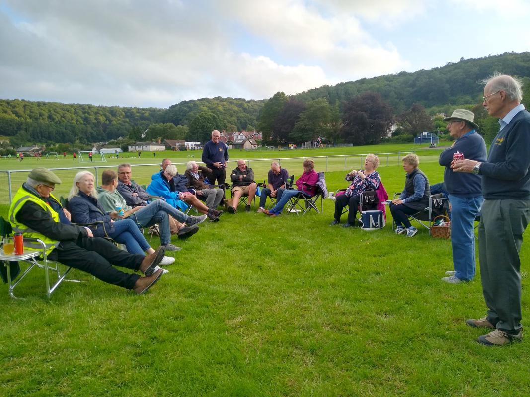 Members relaxing awaiting their 'Fish & Chips.'