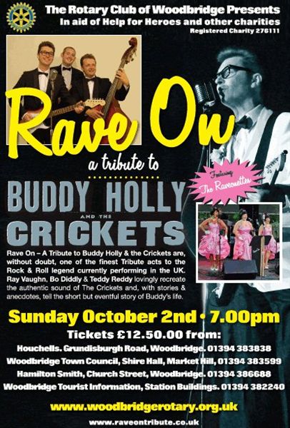 Buddy Holly Concert at SECKFORD THEATRE WOODBRIDGE SCHOOL - EVENT SOLD OUT !