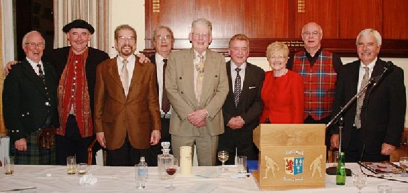 2013 Greenock RC Burns Supper - From the left, Rt.John MacLeod, Jimmy Law, Rt. Barclay Smith, Rodger Manson, President Mike Kimpton, Jack Glenny, Cath Barbour, Rt.David Stirling, Jack Daly