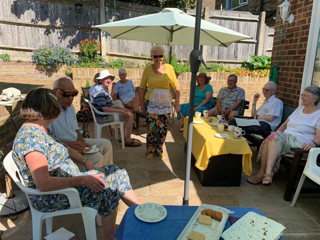 Club members enjoying the coffee morning at Hilary and Adrian's home. 