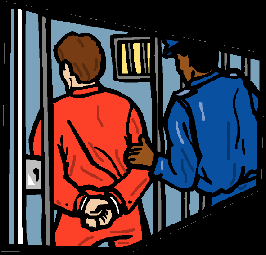 Cartoon of someone being placed in a prison cell