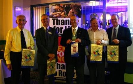 District Governors Visit : from left to right are Presidents Tim Hazard (Carlisle South), Graham Ogden (Carlisle Castle), Mick Eady, Julian Venables (Carlisle) and James Fowler (Brampton & Longtown).