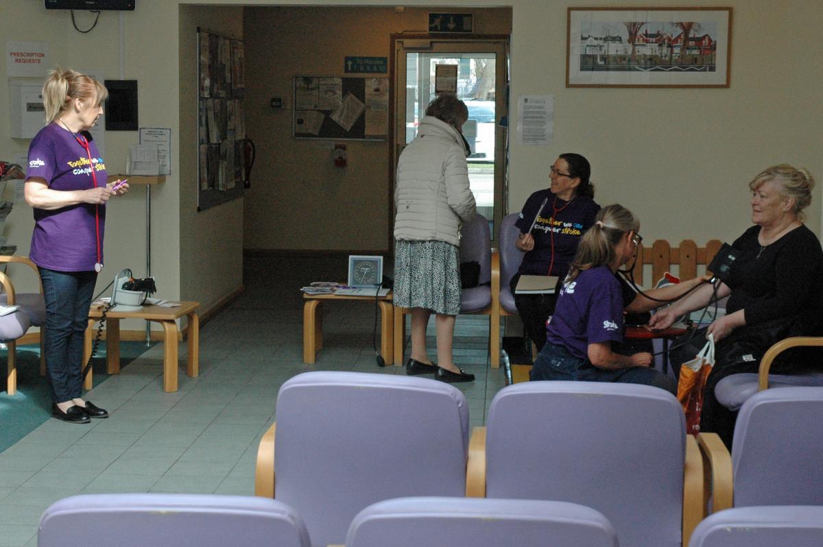 Tracy, Sheila and Helen taking Blood Pressures