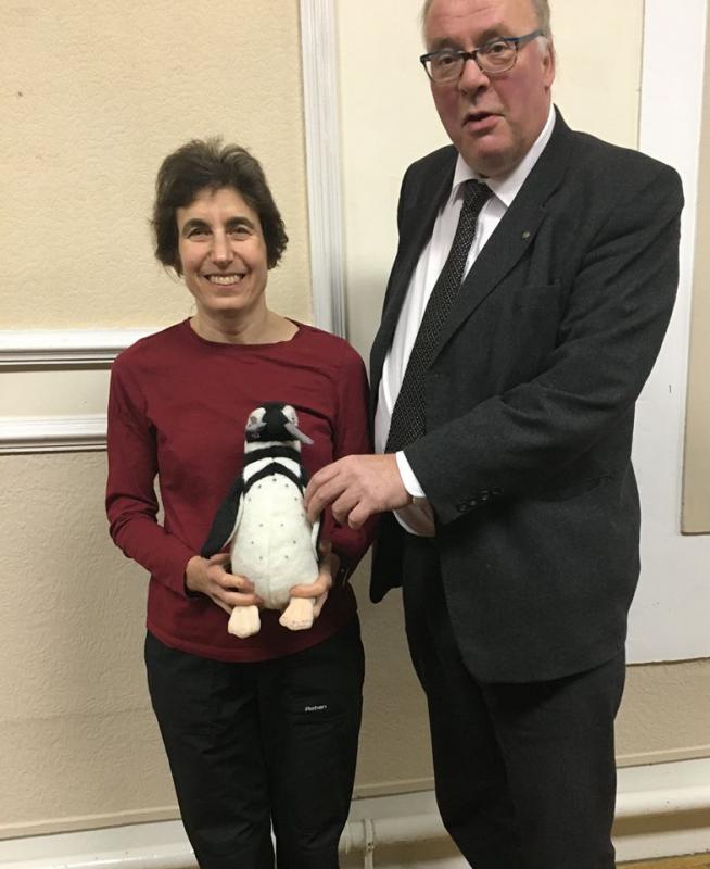 Debra Bourne and Penquin with President Chris Dighton