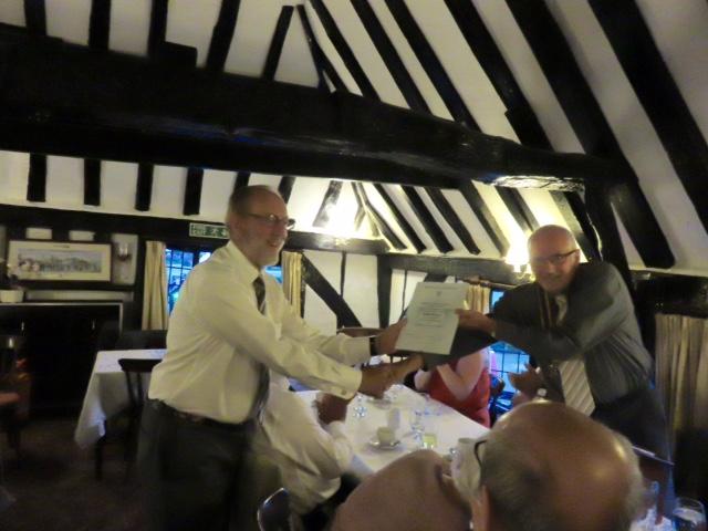 New Honorary Member David Bowley PHF - David receiving his certificate from President Paul Hooke-Overy
