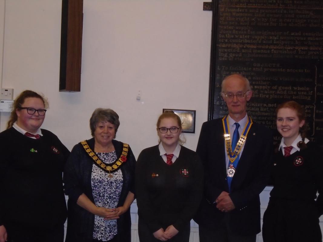Interact Club Charity Night  - Gemma Southerly, Councillor Jayne Norman, Nia Thomas, Charles Anderson and Alison Parry