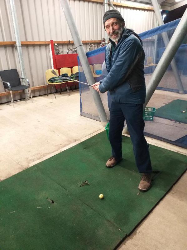 President Hywel doing his best to hit the ball