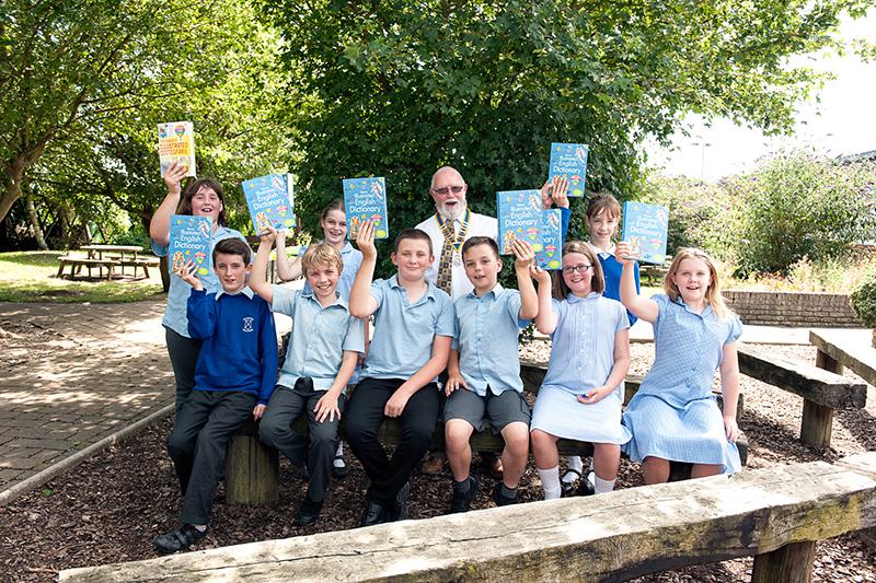 Rotarian Mike Prince with Pupils from St Andrew's School