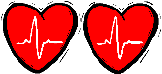 Two hearts with graph lines inside them