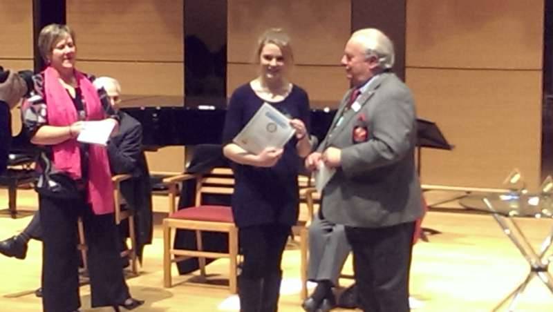District Young Musician - Emma Oulton receives her Certificate for second place