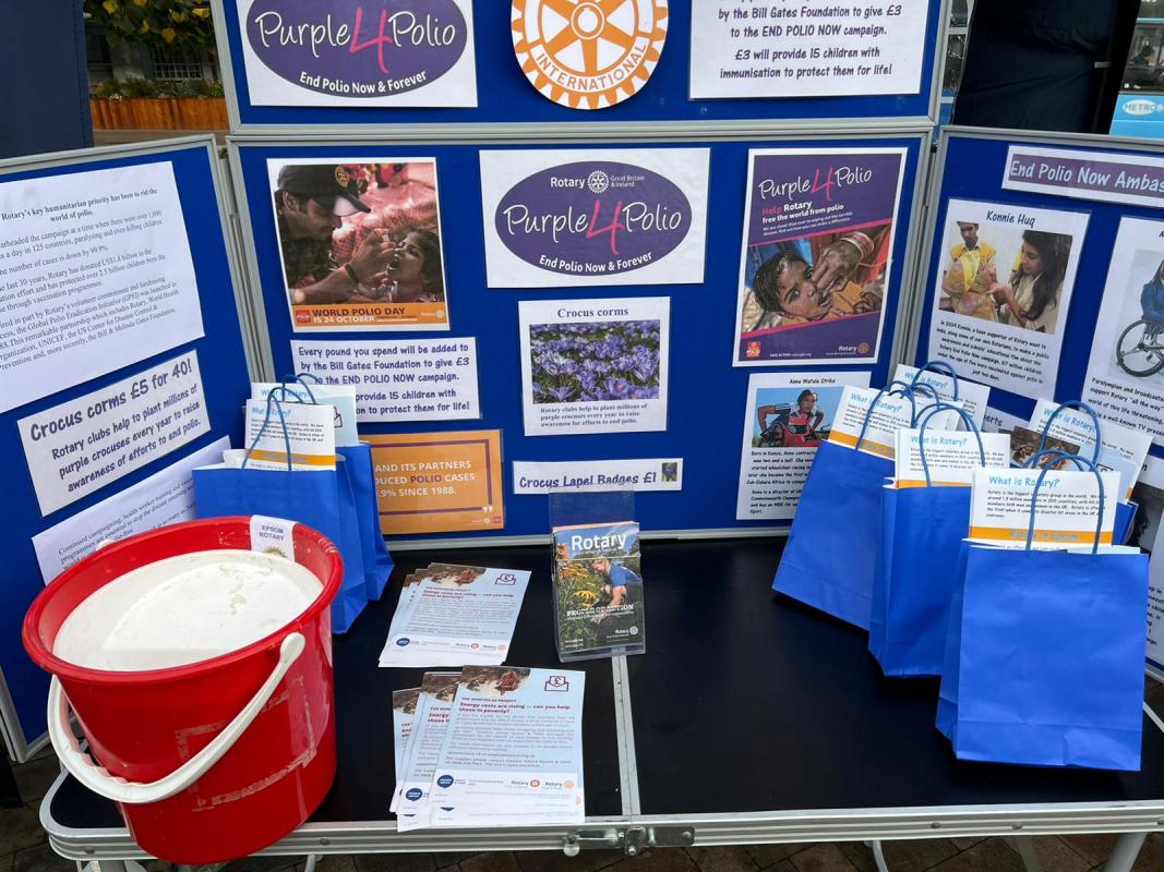 EPSOM ROTARY  -END POLIO NOW - At the Epsom Marketplace