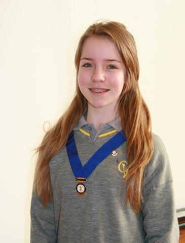 Feb 2012 Comberton Village College Interact Club - Alexandra Van den Oever following the presentation of the President's pendant at the year 9 Assembly on 1st February 2012.