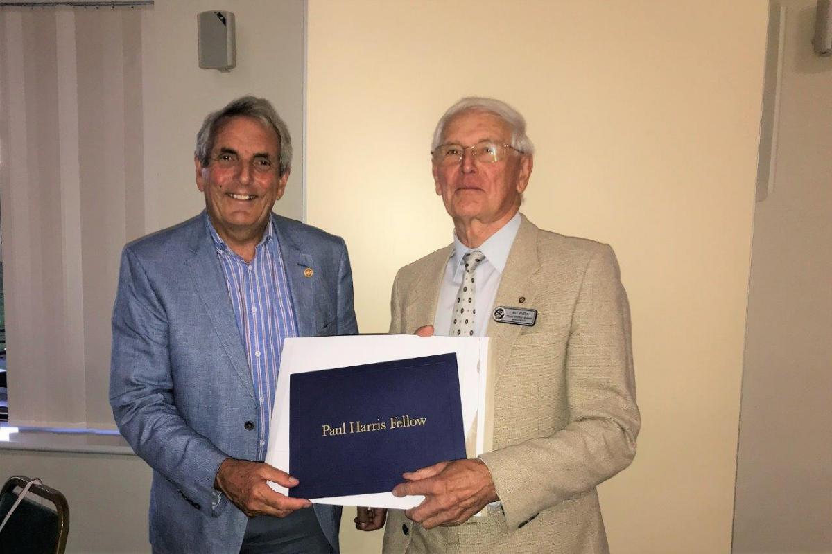 Bill Bastin receiving his Paul Harris Fellowship