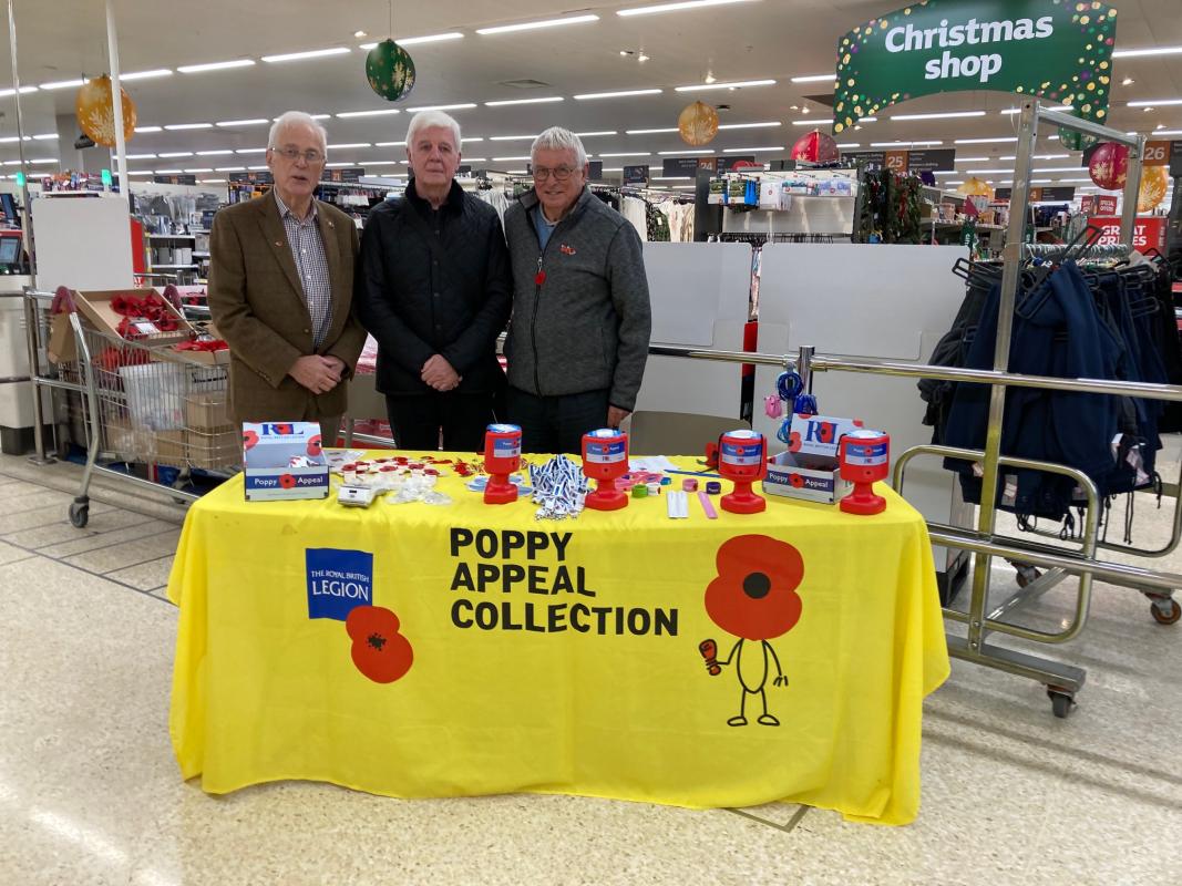 Remembrance Day 11November 2022 - During the day members of the Rotary Club provided assistance in the  poppy collection for the British Legion . Sainsbury Store Cwmbran provided  the table, chairs and coffee ! Grateful thanks to all those who contributed during the day.