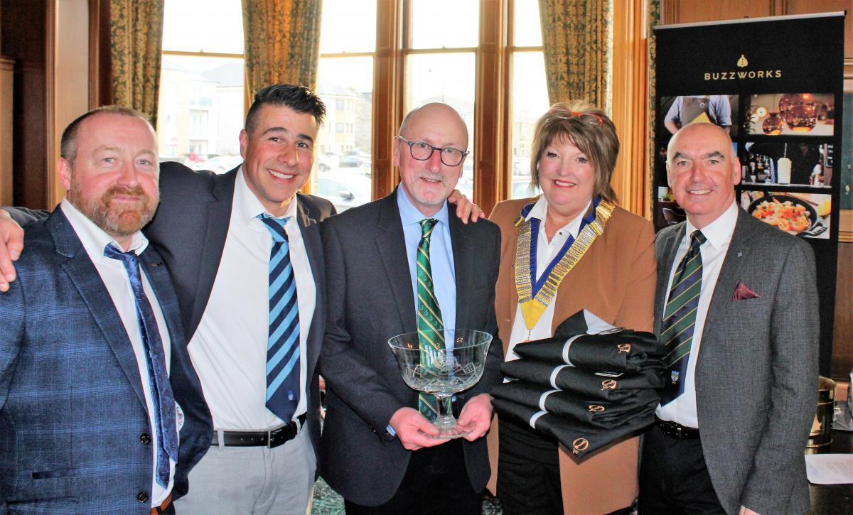 The winning team at the Prestwick Rotary Club AmAm Golf Tournament this year 2019 were Transition Interiors. Many thanks for taking part. Pictures show winning team and Prestwick Rotary President Edith