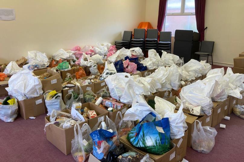 Food bags and boxes ready for delivery