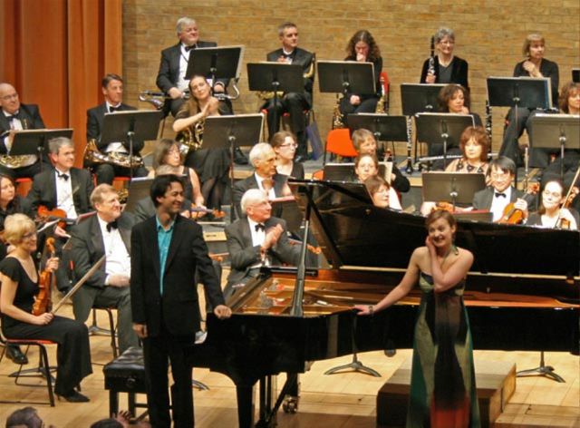 Tom Poster with Mezzo-soprano Katie Bray after their recital of Gershwin's four songs during the concert.