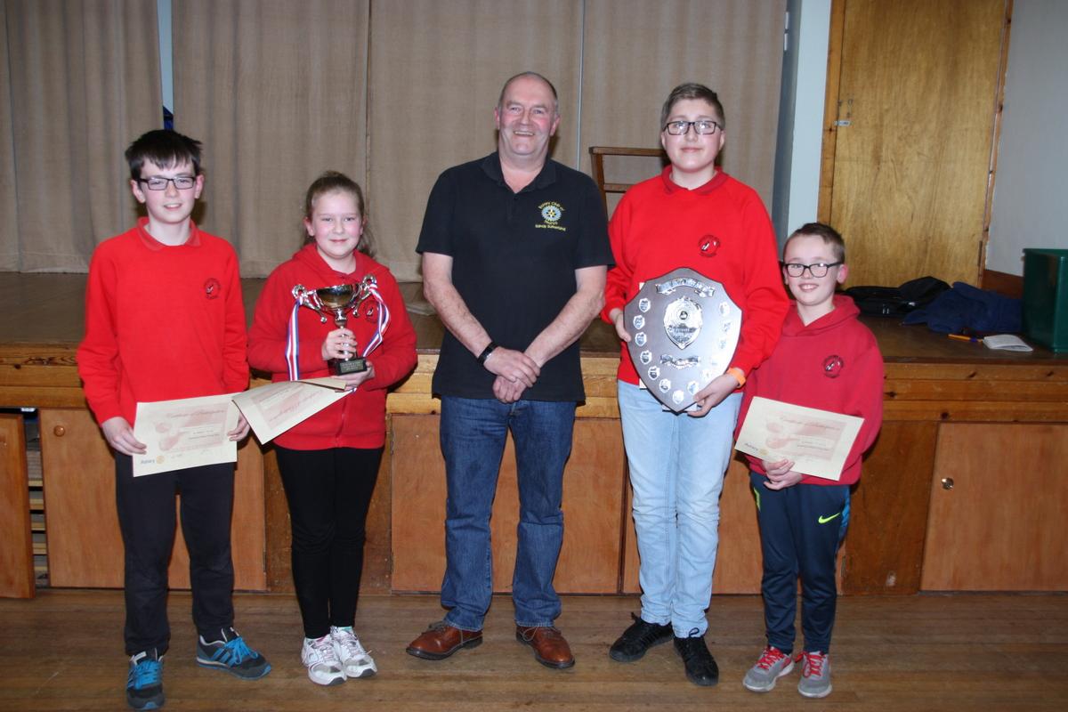 Primary School Quiz 2018 - Photos of the Rotary Club of Thurso Primary School Quiz 2018. The event was won by Castletown Primary School and are shown in the lead photo with Rotary President Sandy Sutherland. Six schools took part in an entertaining competition in Reay Village Hall.