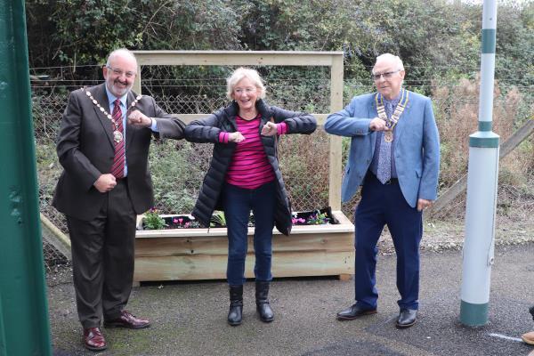 From right to left:  President Martin McGill, Barbara Mine, Chair of Friends of Bishopstone Station and Seaford Mayor Rodney Reed