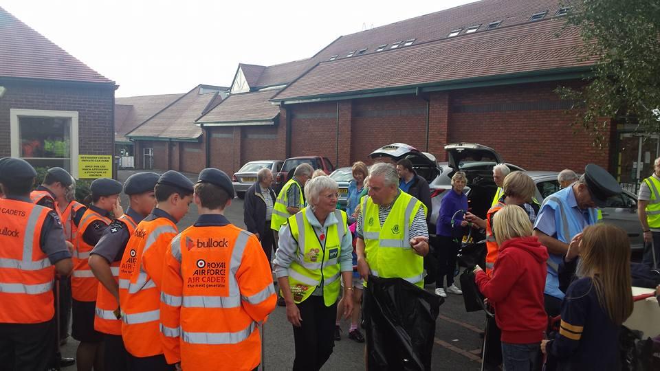 Local community groups working together in the tidy up before Britain in Bloom.