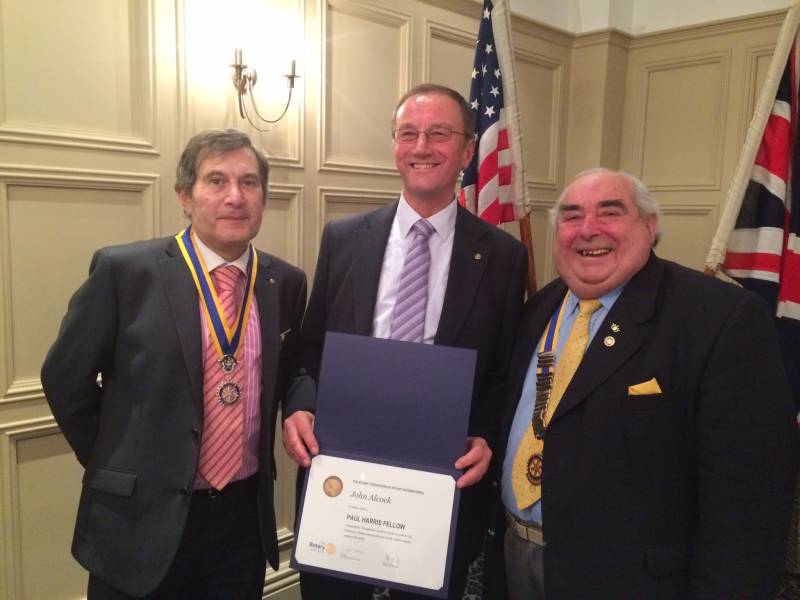 John with President of Wensleydale, Phil Oliver and President of Sale, Harvey Kessler