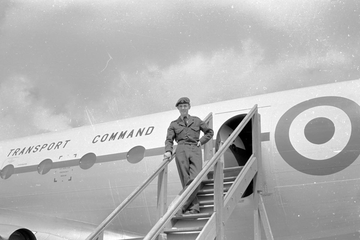 John Powell on the steps of a Comet!