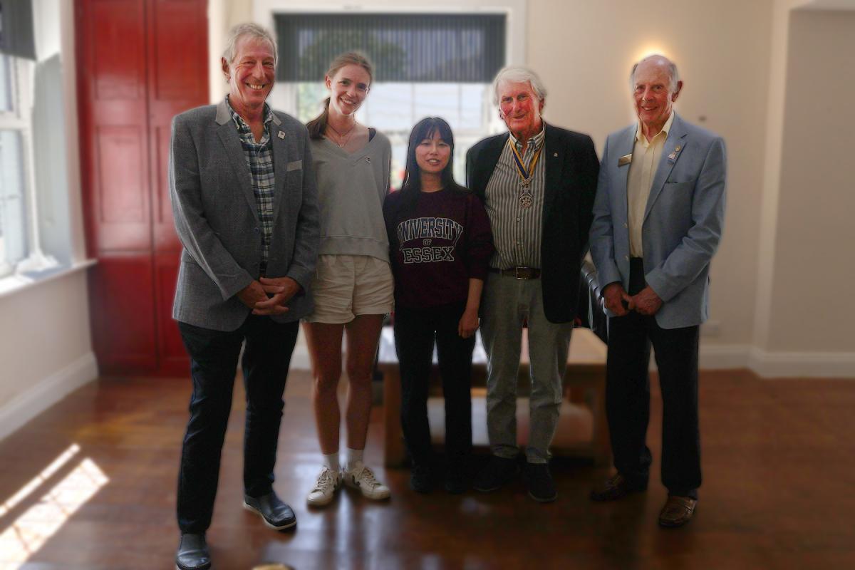 Two Scholars Emma and Misato, hosts and President Roger