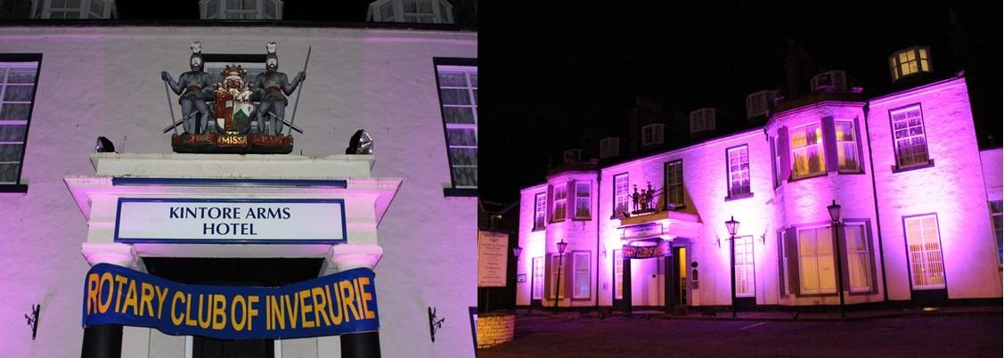 Our Home Base Kintore Arms Hotel Bathed in Purple