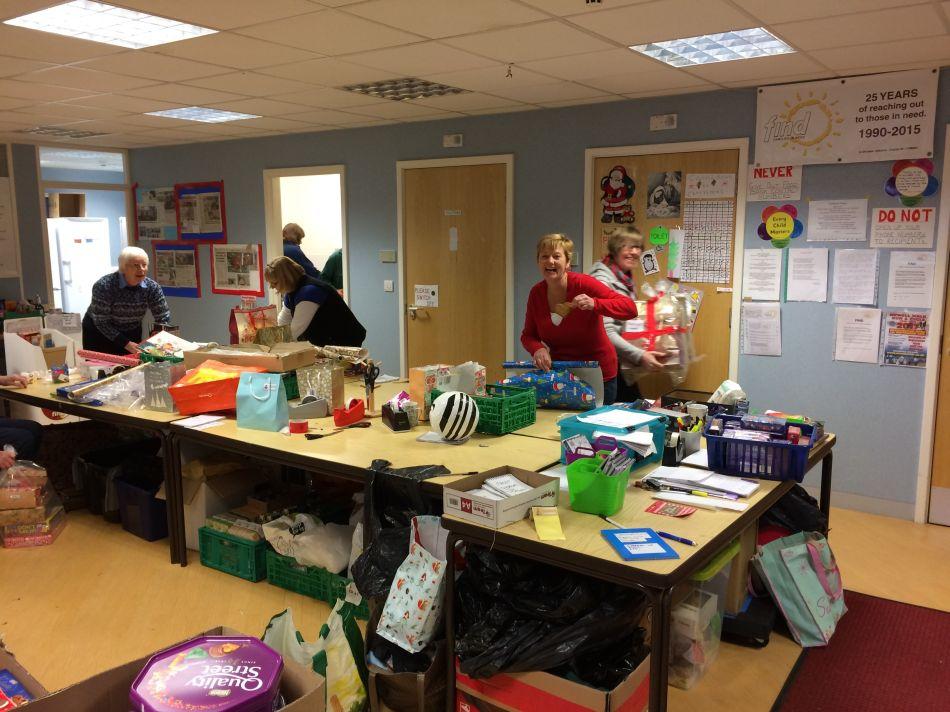 Packing the food parcels