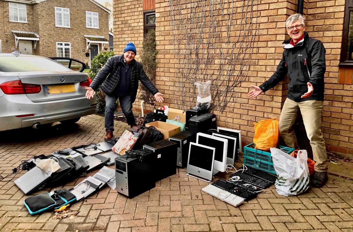 Colin and Mike with IT equipment