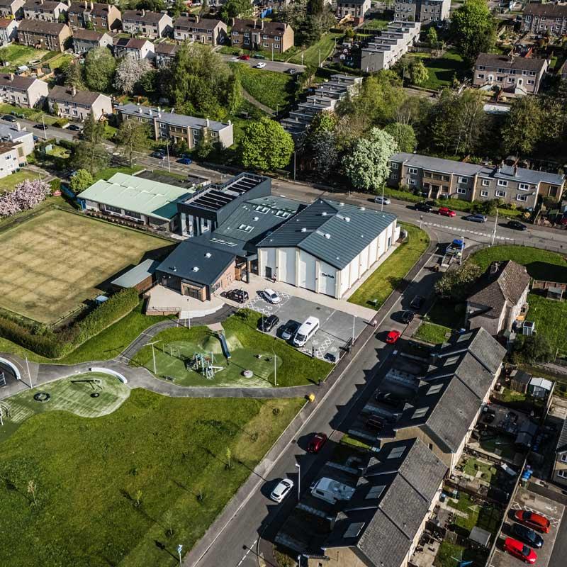 Aerial view of Letham4All Community Hub