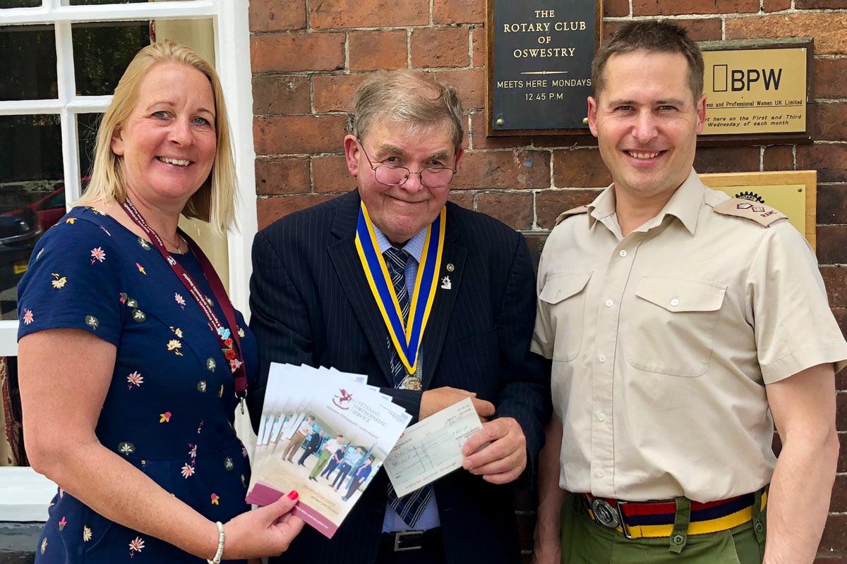 (l-r) Helen Knight, President Mark Liquorish and Lt-Col Carl Meyer