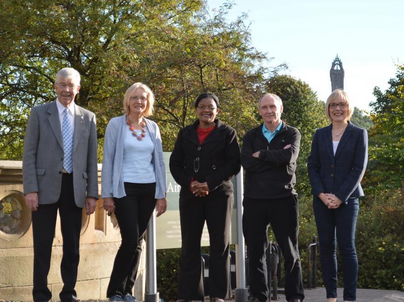 Christina at Stirling University with l-r Gordon Robb, Mary Fraser, Jim Gardner and Dr. Nicola Ring