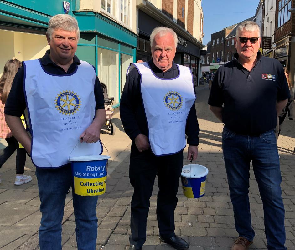 Members of the Rotary Club of King's Lynn collecting for the Ukraine